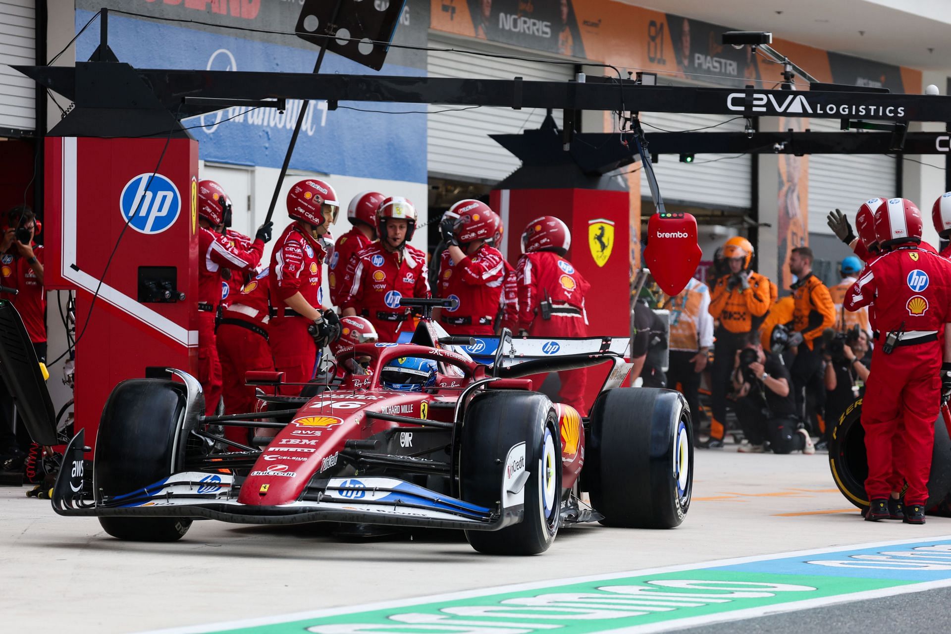 Charles Leclerc exits the pits during the 2025 Miami GP weekend (Getty Images)